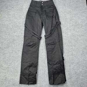 Maniere De Voir Pants Womens 6 Black Utility Cargo Straight Leg Straps Tripp Y2K